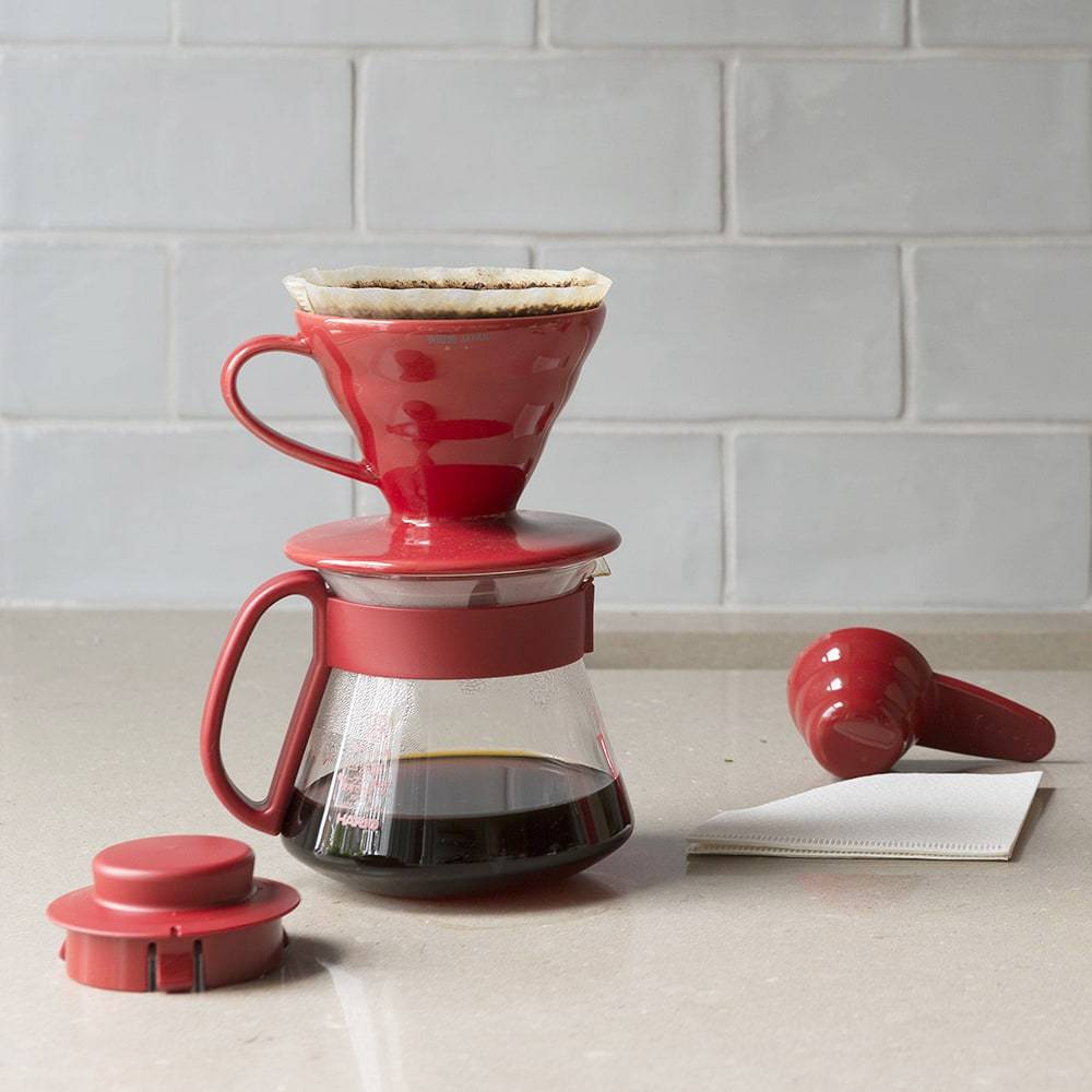 Hario V60 Ceramic Coffee Maker Kit Red Size 01